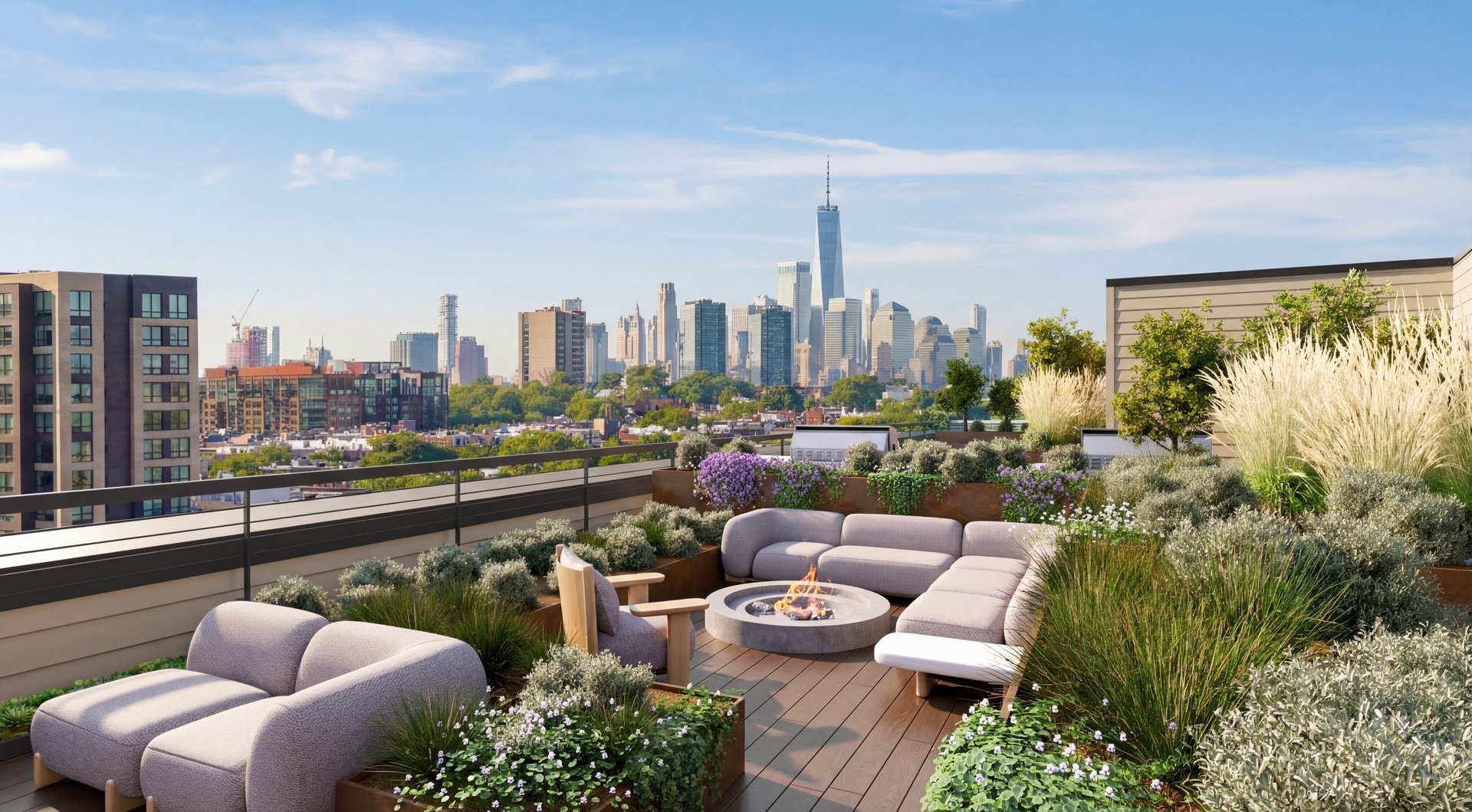 Look out over Manhattan from our beautifully landscaped rooftop